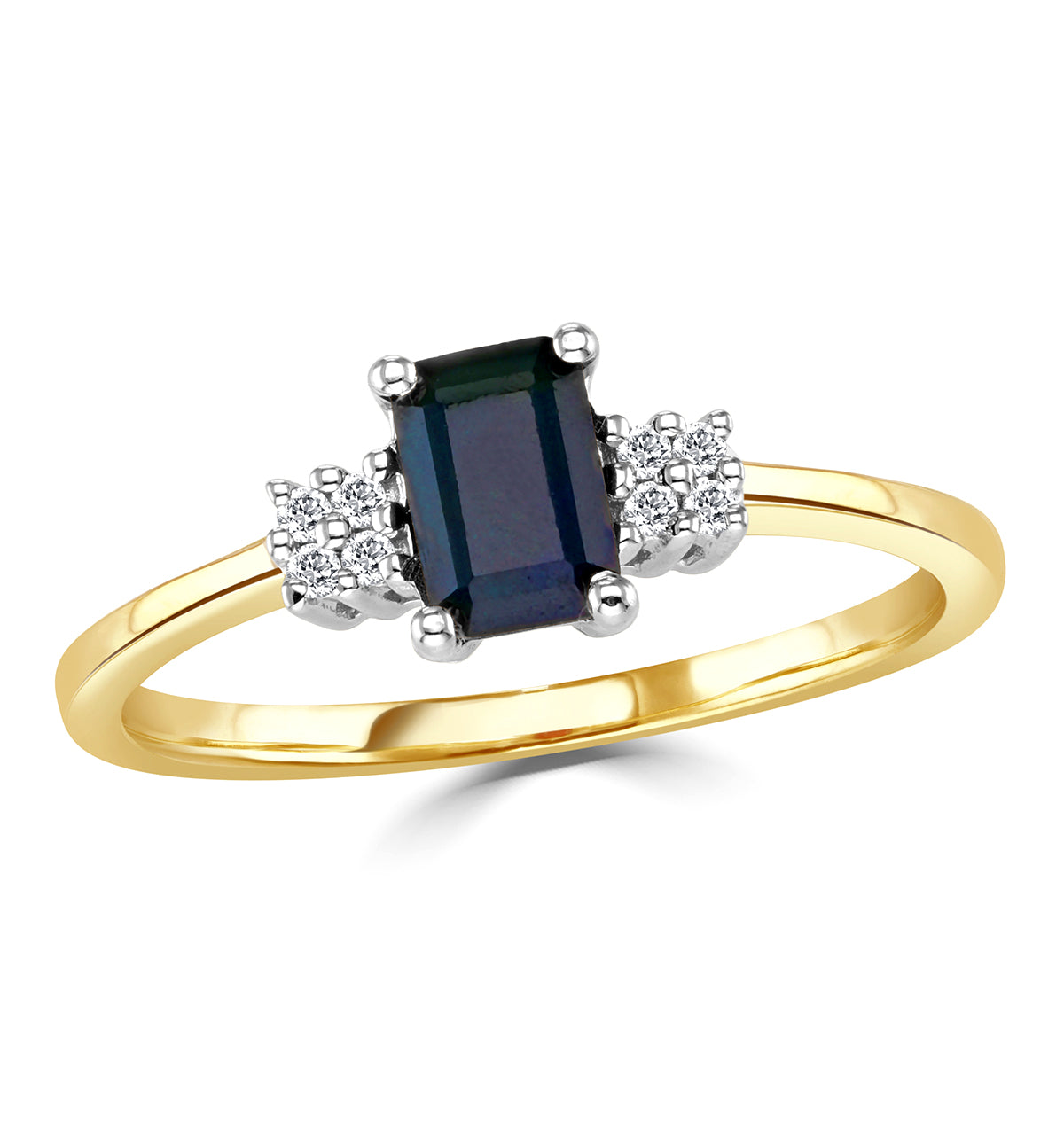 Sapphire 6 x 4mm And Diamond 9K Gold Ring A3220
